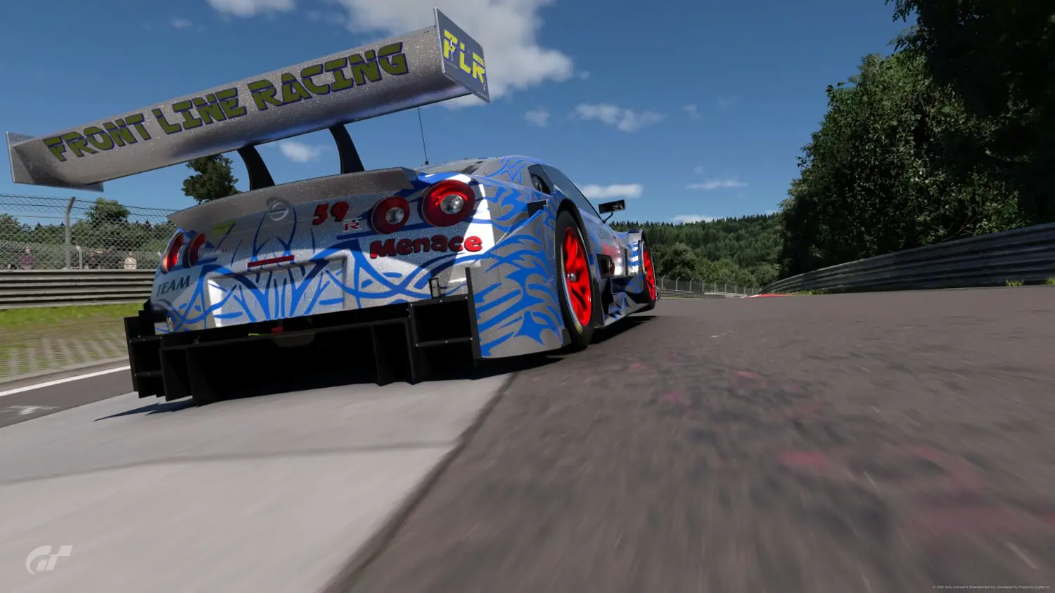 Team Menace Nissan GT-R from a low rear angle