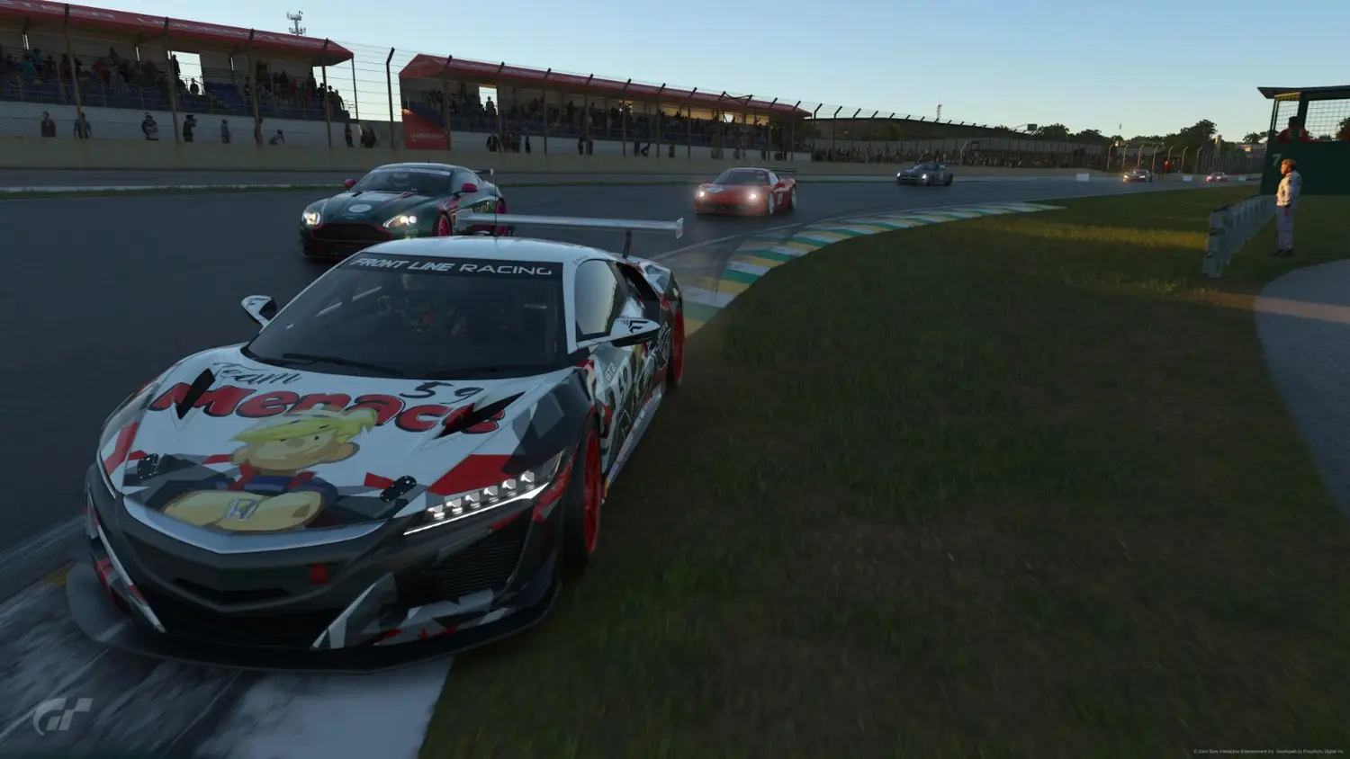 Team Menace NSX racing at sunset